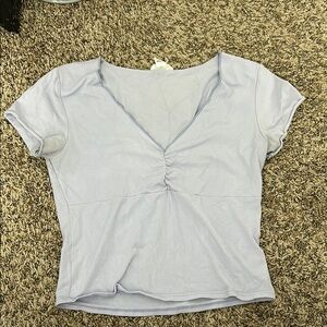 Blue V-Neck Short Sleeve Tee